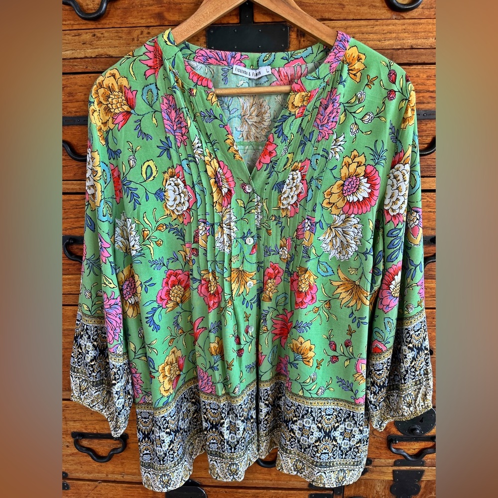 Anthropology Figueroa & Flower Sz L Pintuck Tunic